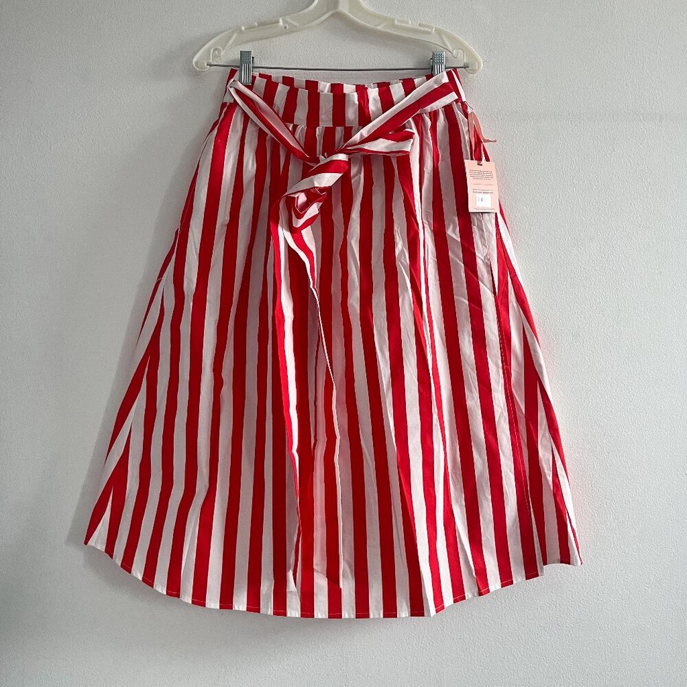 Ban.do Easy Wrap Skirt in Red & Ivory Stripes